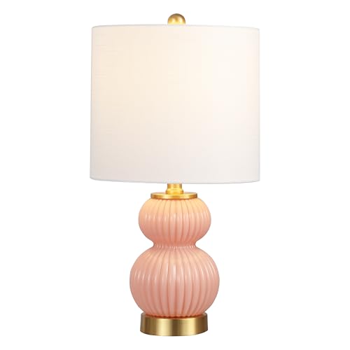 JONATHAN Y Daphne Ribbed Gourd Metal/Glass Table Lamp 20", Pink - color: Pink
