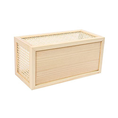 Small Rectangular Rattan Woven Wooden Storage Basket - size: Rectangle C - 1-Piece (Small)