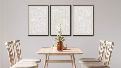 Large Framed Abstract Wall Art, Neutral Beige White Deocr, 16"x24"x3 - color: beige, size: 16"x24"x3 Framed