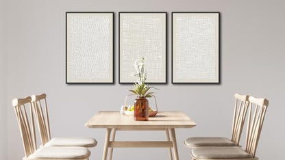 Large Framed Abstract Wall Art, Neutral Beige White Deocr, 16"x24"x3 - color: beige, size: 16"x24"x3 Framed