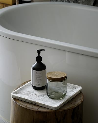 astavostone Natural Grey-White Marble Square Decorative Tray, 10.6 in