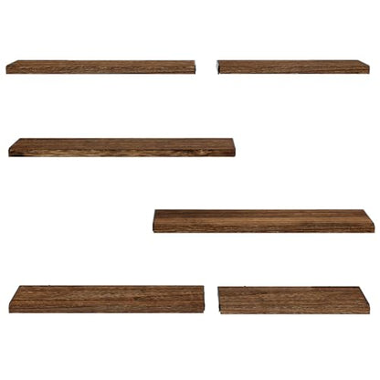 Amada Solid Paulownia Wood Wall Shelves, Large Size, 6 Pcs, Brown - color: Brown, size: Large