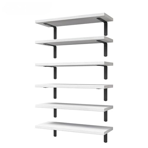 16.5 Inch Floating Shelves for Wall, Farmhouse Rustic Wall Shelves for Bedroom, Bathroom Storage, Living Room & Kitchen Decorative Shelves (White) - color: White