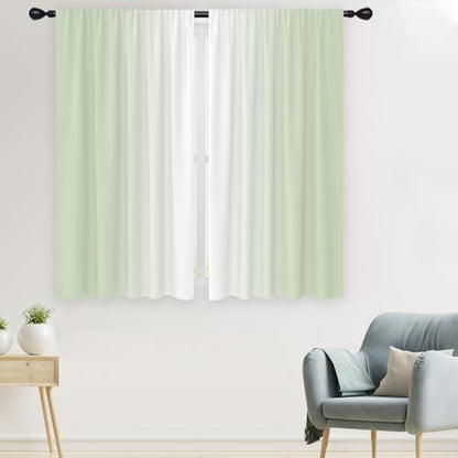 Sage Green Curtains, Ombre, 2 Panels, 42" W x 63" L, Rod Pocket - color: Sage Green, size: 42"W x 63"L (Pack of 2)