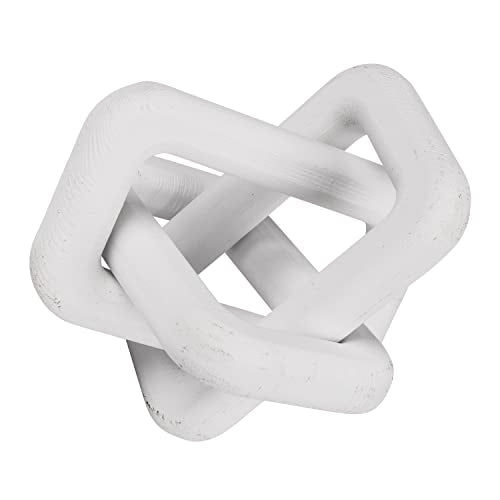 Wood Knot Home Decorations for Living Room, Handmade Wood Chain Link Decor, Farmhouse Coffee Table Decorations, Entry Table Decor, Shelf Decor, Living Room Table Decor - color: White