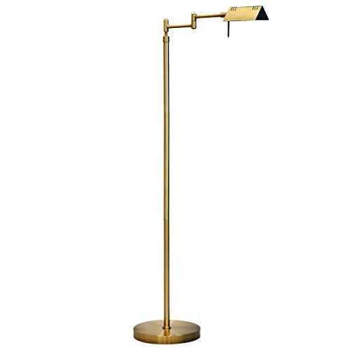 O'Bright Brook Adjustable Dimmable LED Pharmacy Floor Lamp, Antique Brass - color: Antique Brass (Gold)