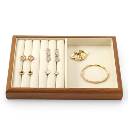 Oirlv Wood Ring Display Tray - color: Cream, size: 5 slot