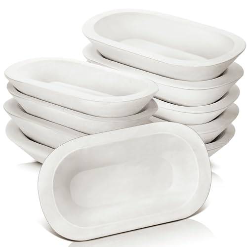 Nuogo 10 Pack 8.5 Inches Wooden Dough Bowls Bulk Rustic Bowls, White - color: White, size: 8.5 Inches