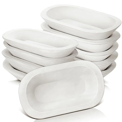 Nuogo 10 Pack 8.5 Inches Wooden Dough Bowls Bulk Rustic Bowls, White - color: White, size: 8.5 Inches