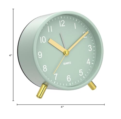 JALL Analog Alarm Clock, 4 inch Super Silent Non Ticking Small Clock with Night Light, Battery Operated, Simple Design, Easy Setting for Office, Bedroom, Bedside, Desk, Teens, Elders, Adult, Green - color: Deep Green
