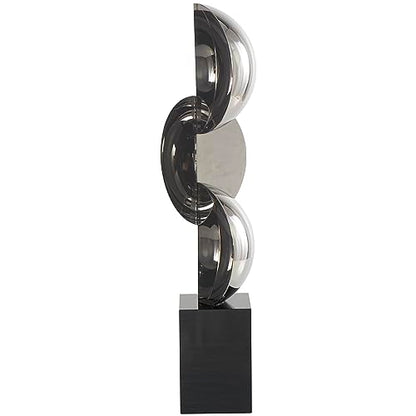 Deco 79 Crystal Geometric Decorative Sculpture Abstract Two-Tone Home Decor Statue with Stacked Semi Circles, Accent Figurine 5" x 4" x 18", Black