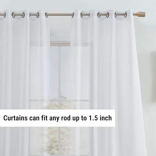 HLC.ME Semi Sheer Grommet Window Curtains, 2 Panels, 54x84 Inch, White - color: White, size: 54"W x 84"L (Pack of 2)