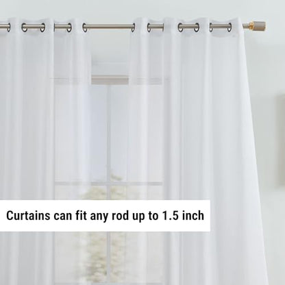 HLC.ME Semi Sheer Grommet Window Curtains, 2 Panels, 54x84 Inch, White - color: White, size: 54"W x 84"L (Pack of 2)
