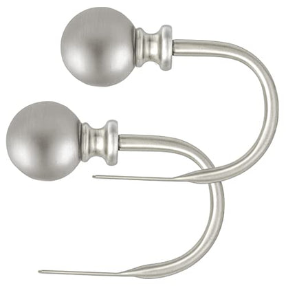 KAMANINA Curtain Holdbacks 2 Pack Wall Mounted with Silver Round Finials - color: Antique Silver