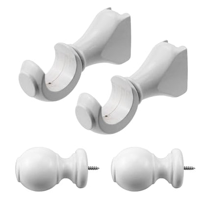 Antrader Finials for Curtain Rods and Wood Curtain Rod Brackets,White - color: White