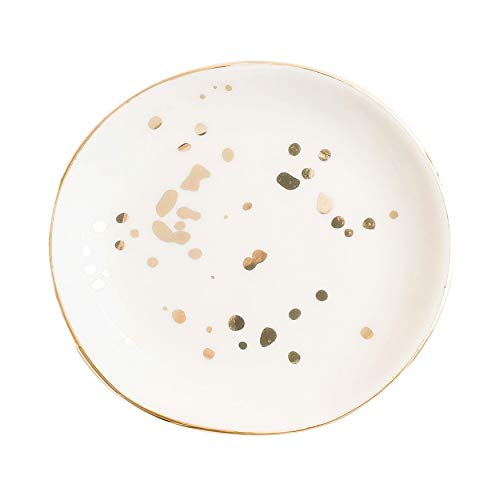 Sweet Water Decor Ring Dish Engagement - Ceramic Wedding Ring Dish for Bridal Shower - Ring Dishes for Women with White & Gold Speckled Decorative - Elegant Ring Dish Holder & Jewelry Organizer - style: Modern