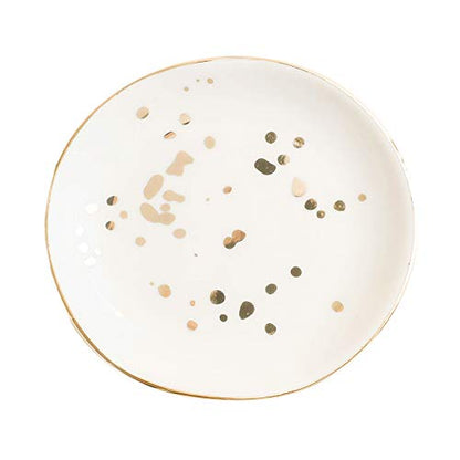 Sweet Water Decor Ring Dish Engagement - Ceramic Wedding Ring Dish for Bridal Shower - Ring Dishes for Women with White & Gold Speckled Decorative - Elegant Ring Dish Holder & Jewelry Organizer - style: Modern