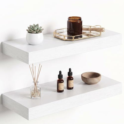 Dreamland 16" White Floating Shelves 6.7" Deep Wall Mounted Set of 2 - color: White, size: 6.7"D x 16"L