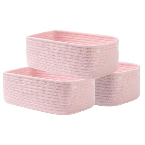 KALLAX Small Woven Storage Basket for Organizing, 12 x 8 x 4.5 inch, 3 Pack - color: Light Pink, size: 12"L x 8"W x 4.5"H