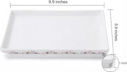 Creative Scents Vanda Bathroom Vanity Tray – Decorative Cherry Blossom White Resin Perfume Tray for Dresser -Small Rectangle Floral Tray for Bathroom Countertop, Perfume, & Dresser Cosmetics Organizer - style: Vanity Tray