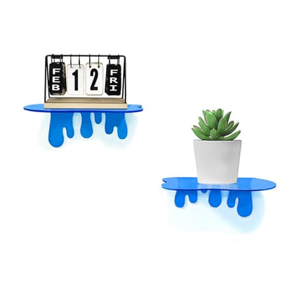 SetGame 2-Pack Small Acrylic Shelves, 7 Inch Floating Shelves, Blue - color: Blue, size: 7 Inch