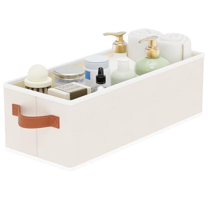 Storage Bin with Double Handles,Beige Basket,15x6x5 In,1-Pack - color: Beige, size: 1-Pack
