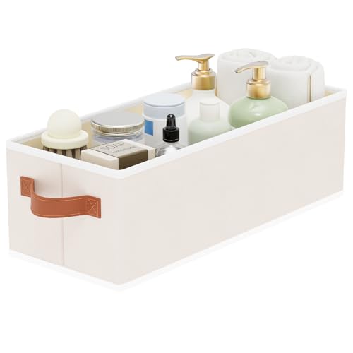 Storage Bin with Double Handles,Beige Basket,15x6x5 In,1-Pack - color: Beige, size: 1-Pack