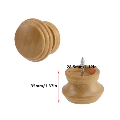 Antrader Finials for Curtain Rods,Wood Curtain Rod Finial,Wood Color,2Pcs - color: Wood color