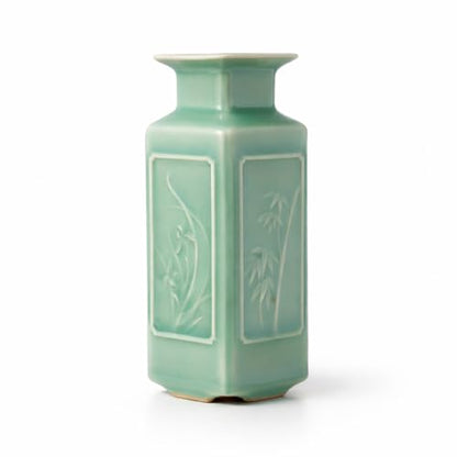 Mini Bud Vase, 5.5" Handmade Ceramic Square Vase, Sage Green Decor
