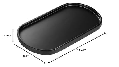 Luxspire 11.4" Oval Bathroom Tray for Countertop Organizer, Matte Black - color: Matte Black, style: Medium
