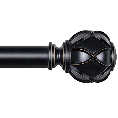 KAMANINA Black Curtain Rod 32 to 58 Inch, Adjustable Heavy Duty Rods - color: Black, size: 32-58"