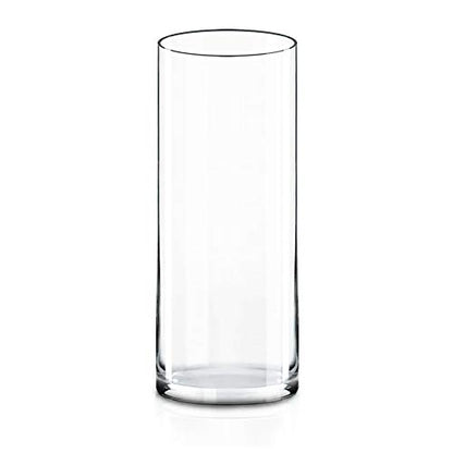 CYS Excel Clear Glass Cylinder Vase (H:12" D:4") | Multiple Size Choices Glass Flower Vase Centerpieces | Hurricane Floating Candle Holder - size: H-12" D-4"