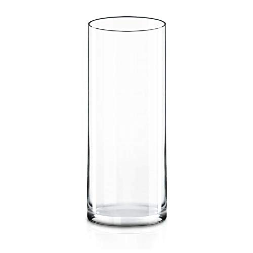 CYS Excel Clear Glass Cylinder Vase (H:12" D:4") | Multiple Size Choices Glass Flower Vase Centerpieces | Hurricane Floating Candle Holder - size: H-12" D-4"