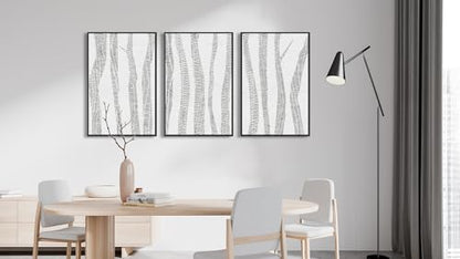 Large Framed Birch Tree Wall Art, Gray Abstract Forest Prints, 24"x36"x3 - color: gray, size: 24" X 36" X 3pcs Framed