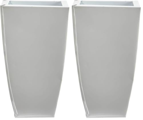 Nearly Natural 13in. Tapered Square Metal Planter (Pack of 2) - color: White, size: 13"H x 7.5"W x 7.5"D (Pack of 2)