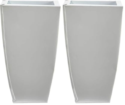 Nearly Natural 13in. Tapered Square Metal Planter (Pack of 2) - color: White, size: 13"H x 7.5"W x 7.5"D (Pack of 2)
