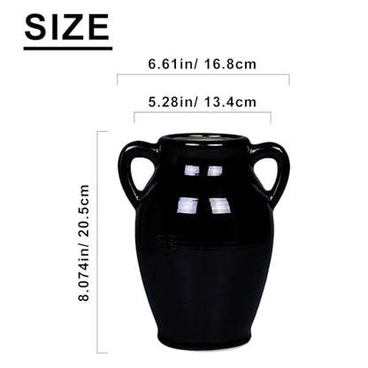 Sunddo Black Ceramic Vase, 8 Inch - color: Black - 8, size: 8 Inch