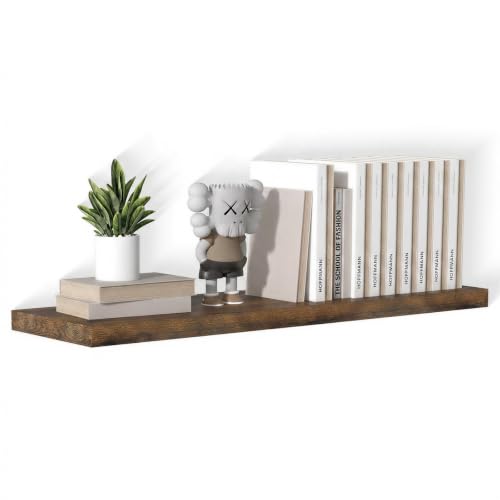 40 Inch Rustic Floating Shelf 1 Pack Large Floating Shelves for Wall No Drilling Accessories Included Deep Wall Shelves for Living Room Kitchen Farmhouse 40" W x 12" D x 1.2" Rustic Brown - color: Rustic Brown, size: 40 Inch