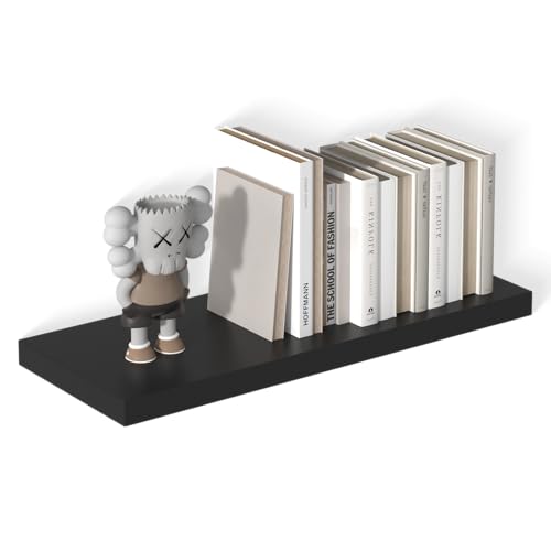 30" W x 12" D Large Floating Shelves for Wall Deep Floating Shelves for Wall 1 Pack Floating Shelf Large Storage Space Wall Mount Shelf for Living Room Kitchen Bathroom Black - color: Black, size: 30 Inch