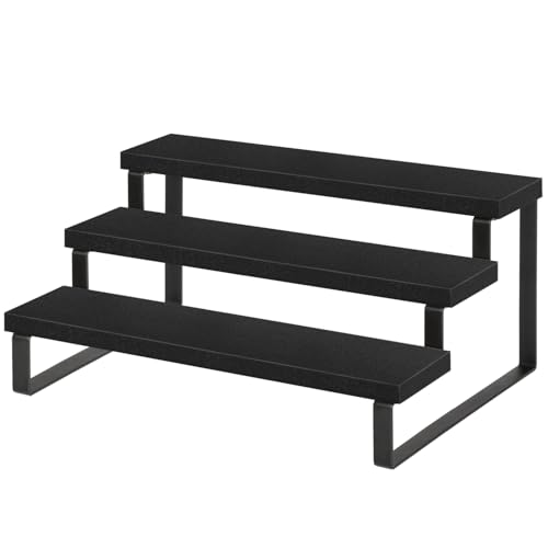 YINMIT Wooden Display Riser Stand, Tiered Perfume and Cologne Organizer Stand, 3 Tier Spice Rack Organizer, Rustic Display Shelf for Candles (3 Tier,Black) - color: 3 Tier,1 Pack,Black
