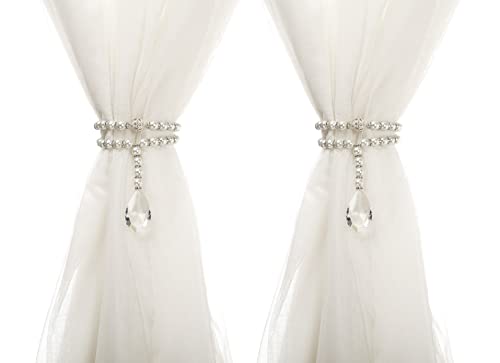 SUQ I OME Luxury Pearl Beaded Magnetic Curtain Tieback, Pearl - color: Pearl