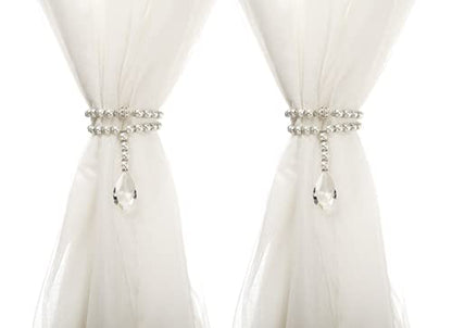 SUQ I OME Luxury Pearl Beaded Magnetic Curtain Tieback, Pearl - color: Pearl