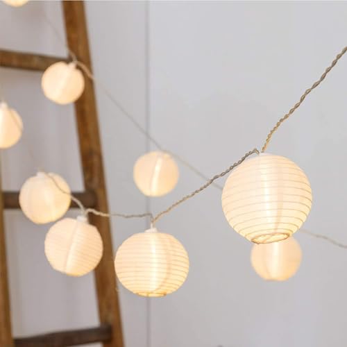 Vigdur White Paper Lantern String Lights Plug in Connectable, 9.8FT - color: White