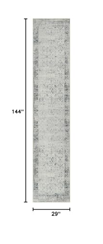 Morebes Vintage Rugs Runners for Hallways 12ft, Washable Long Kitchen Runner Rug Non-Slip, Soft Gray Distressed Indoor Floor Carpet for Entryway Laundry Room Office Foyer(2.5x12, Gray) - color: Grey/Multi, size: 2.5' x 12' (Runner)