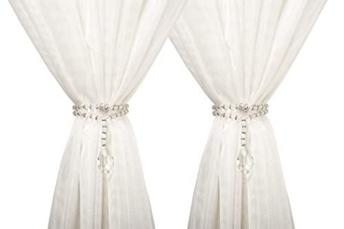 SUQ I OME Luxury Crystal Beaded Magnetic Curtain Tieback, Crystal - color: Crystal