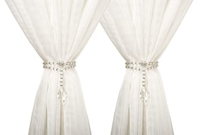 SUQ I OME Luxury Crystal Beaded Magnetic Curtain Tieback, Crystal - color: Crystal
