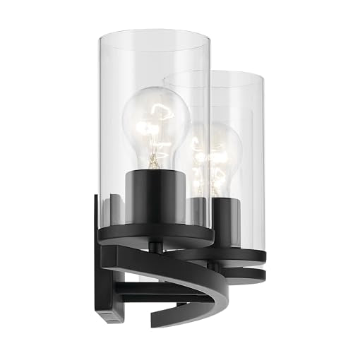 Kichler Crosby 4-Light Bathroom Vanity Light, Black - color: Black, size: 4 Light, style: Clear Glass