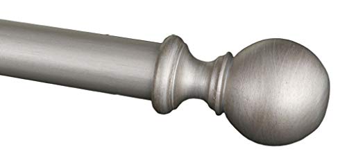 Drapery Curtain Wood Ball Style Finial for 2" Diameter Rod - Silver - Set of 2 - color: Silver