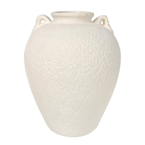8.7" Antique White Ceramic Vase with Handles, Tabletop Decor - size: 8.7" Medium Handles