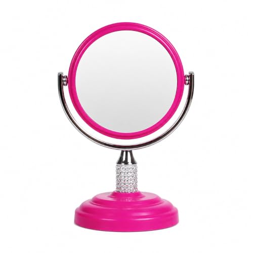 Zahari Home Galvin Double Sided Makeup Mirror with Stand, 1X/3X Magnification, 360 Degree Swirl, 5.60 inch, Pink - color: Pink, size: 5.6"L x 3.8"W